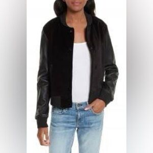 Rag and bone Camden jacket S velvet and leather Bomber varsity jacket